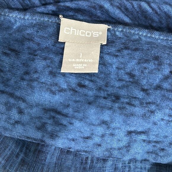 Chico’s Blue Embroidered Linen Relaxed Fit Top Blouse Size 8/10 - Picture 7 of 11